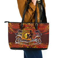 Father's Day Tonga Leather Tote Bag Special Dad Polynesia Paradise DT02 - Polynesian Pride