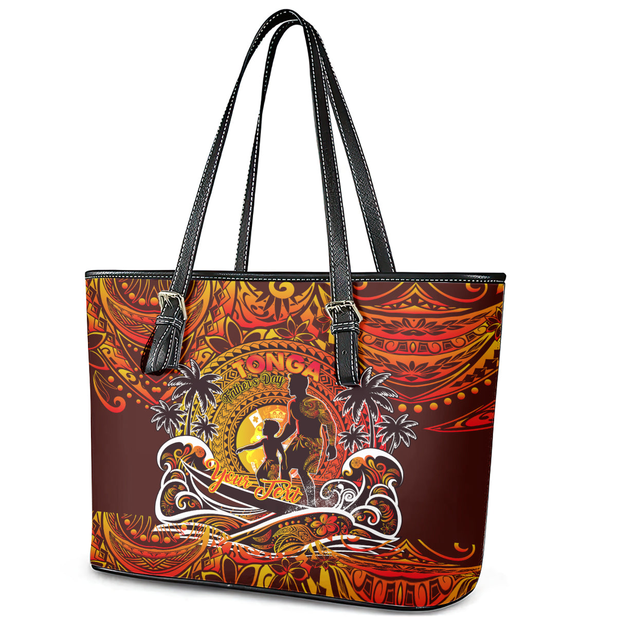 Father's Day Tonga Leather Tote Bag Special Dad Polynesia Paradise DT02 - Polynesian Pride