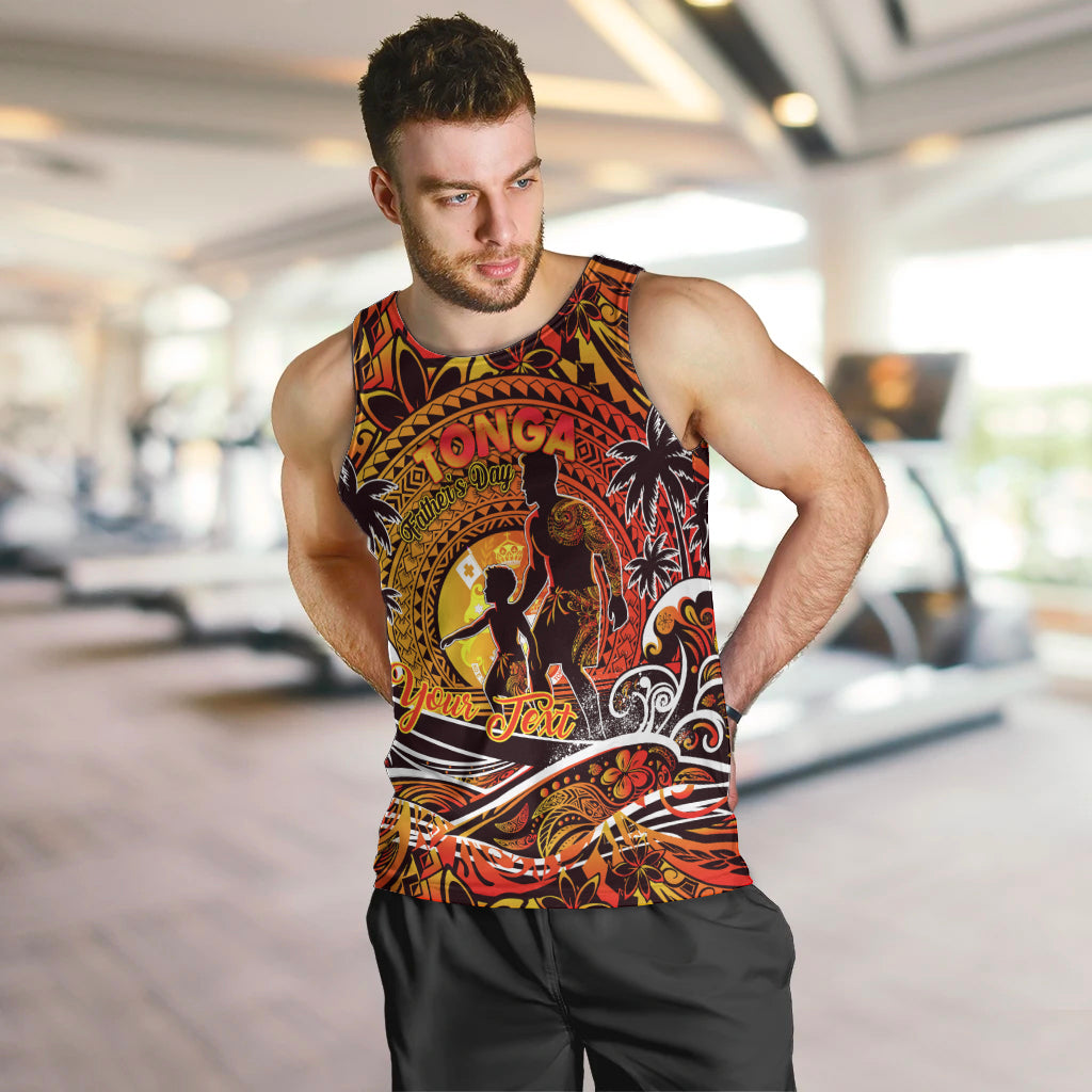 Father's Day Tonga Men Tank Top Special Dad Polynesia Paradise DT02 Orange - Polynesian Pride