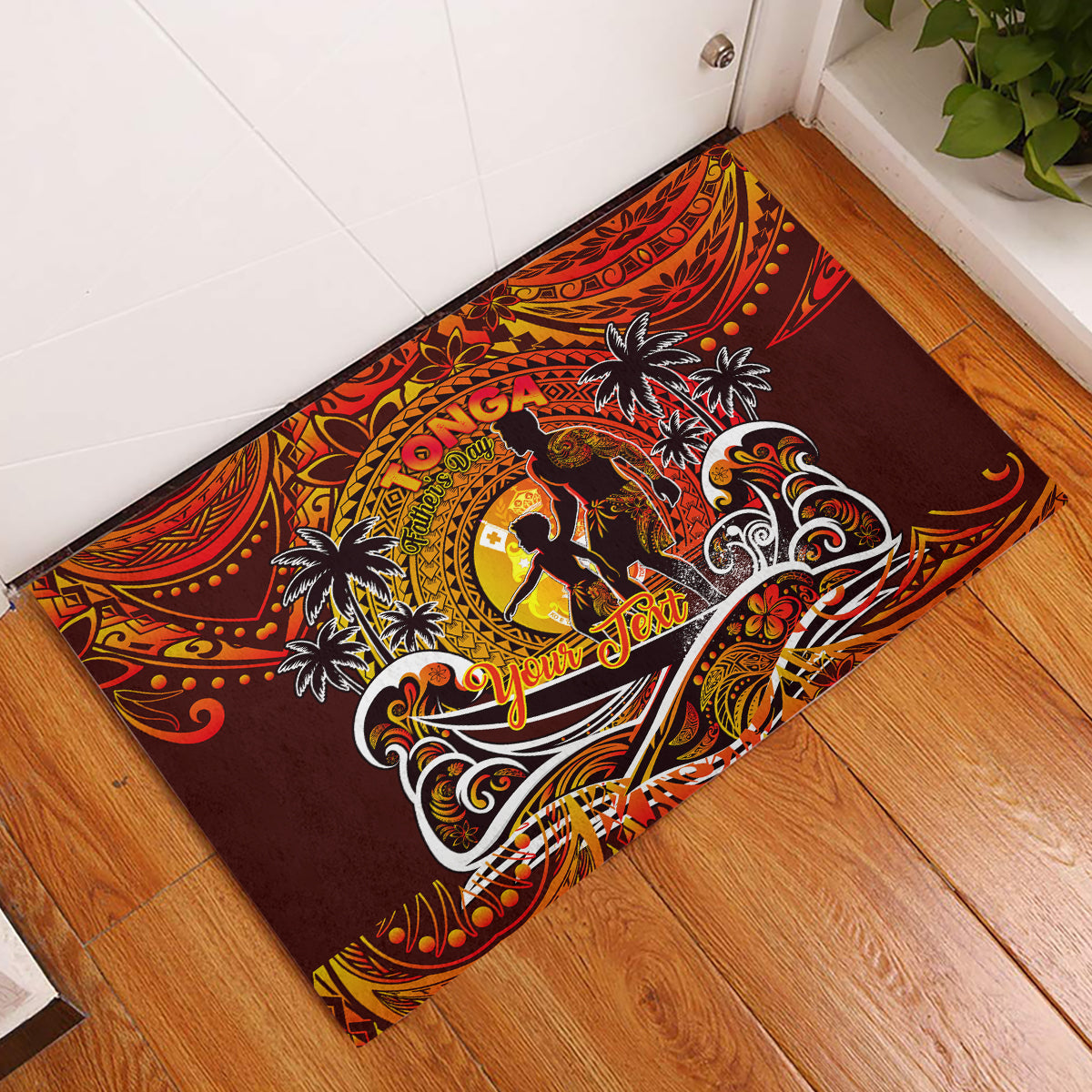 Father's Day Tonga Rubber Doormat Special Dad Polynesia Paradise DT02 Orange - Polynesian Pride
