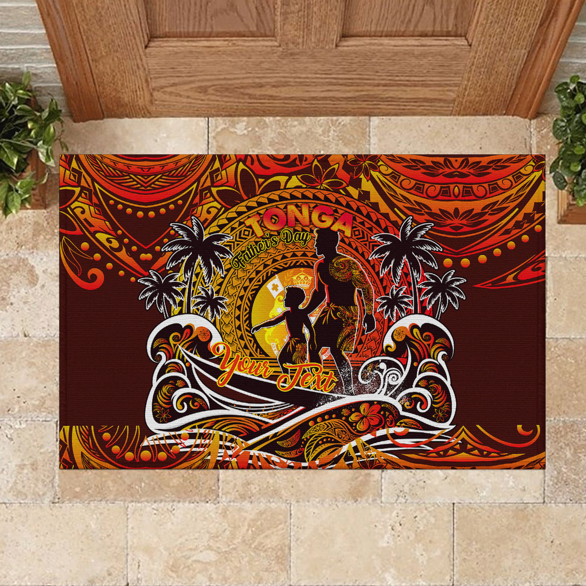 Father's Day Tonga Rubber Doormat Special Dad Polynesia Paradise DT02 - Polynesian Pride