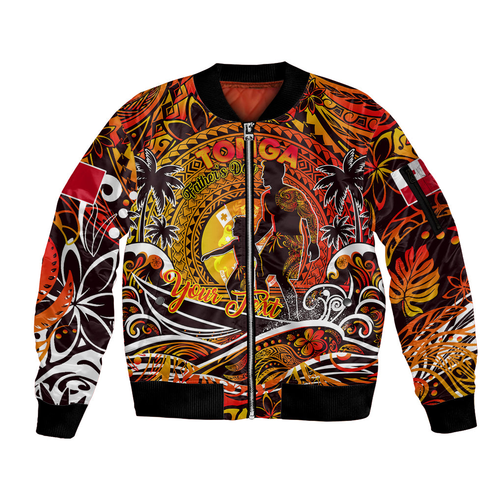 Father's Day Tonga Sleeve Zip Bomber Jacket Special Dad Polynesia Paradise