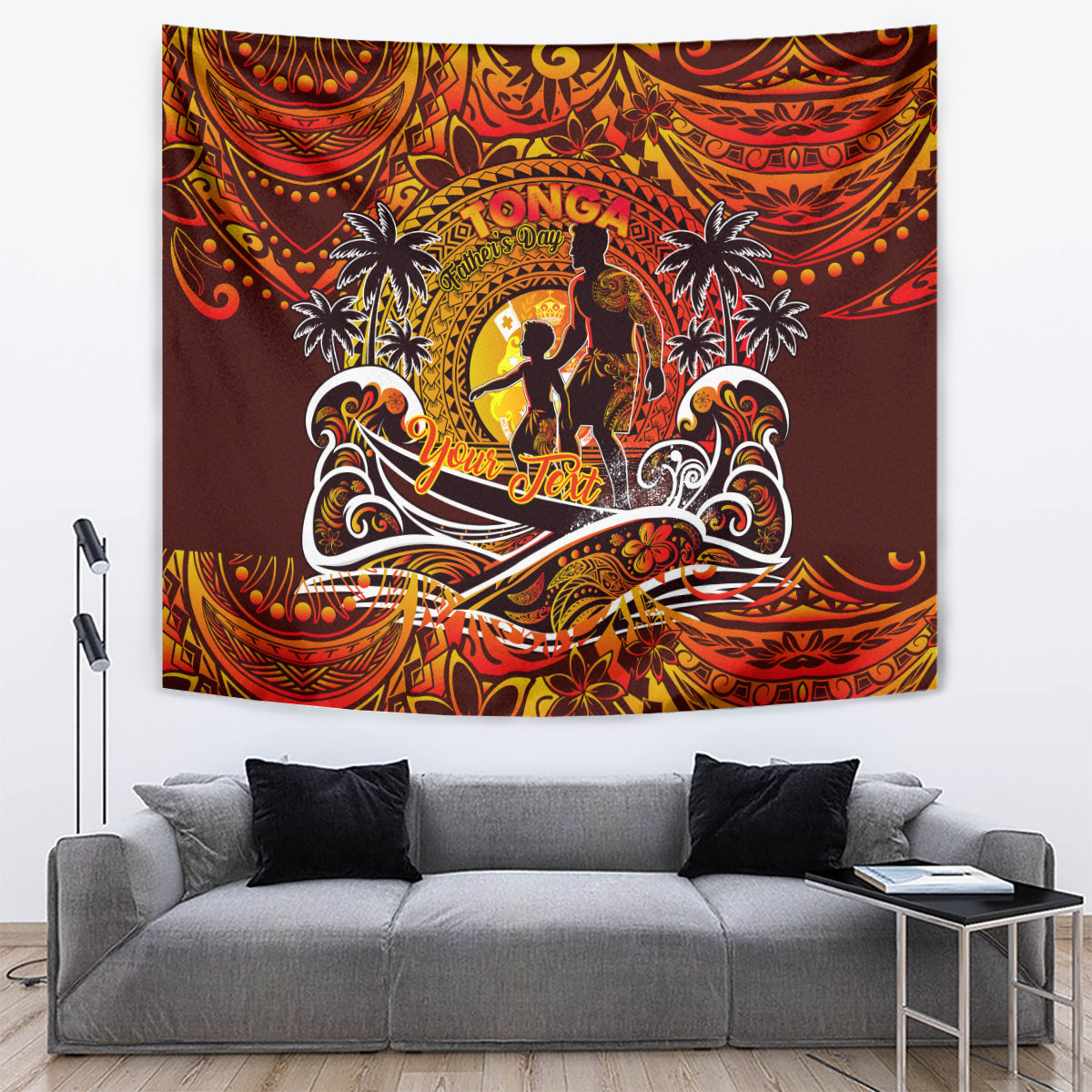 Father's Day Tonga Tapestry Special Dad Polynesia Paradise DT02 Orange - Polynesian Pride