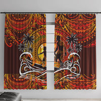 Father's Day Tonga Window Curtain Special Dad Polynesia Paradise DT02 With Hooks Orange - Polynesian Pride