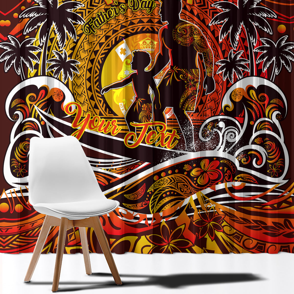 Father's Day Tonga Window Curtain Special Dad Polynesia Paradise DT02 - Polynesian Pride