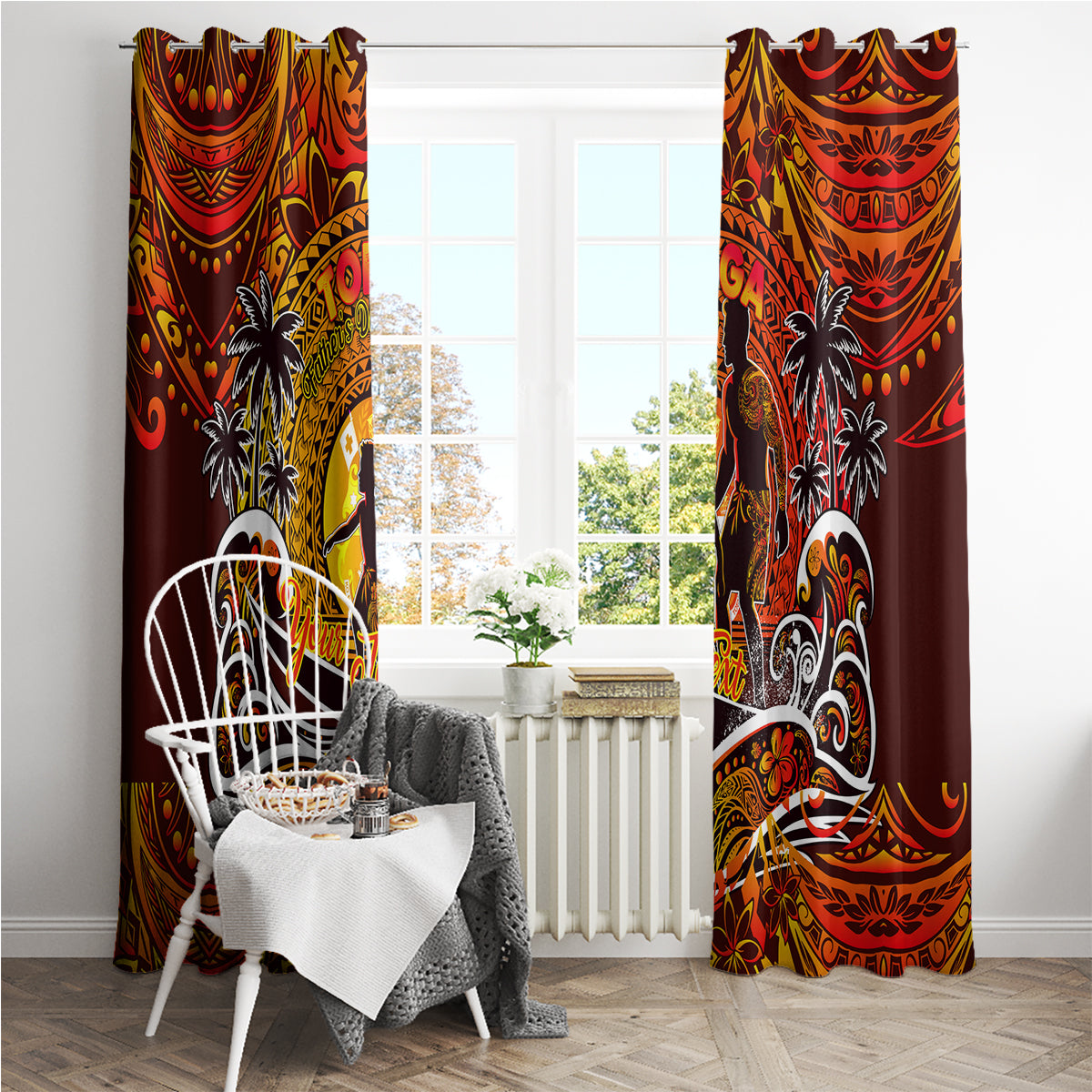Father's Day Tonga Window Curtain Special Dad Polynesia Paradise DT02 - Polynesian Pride