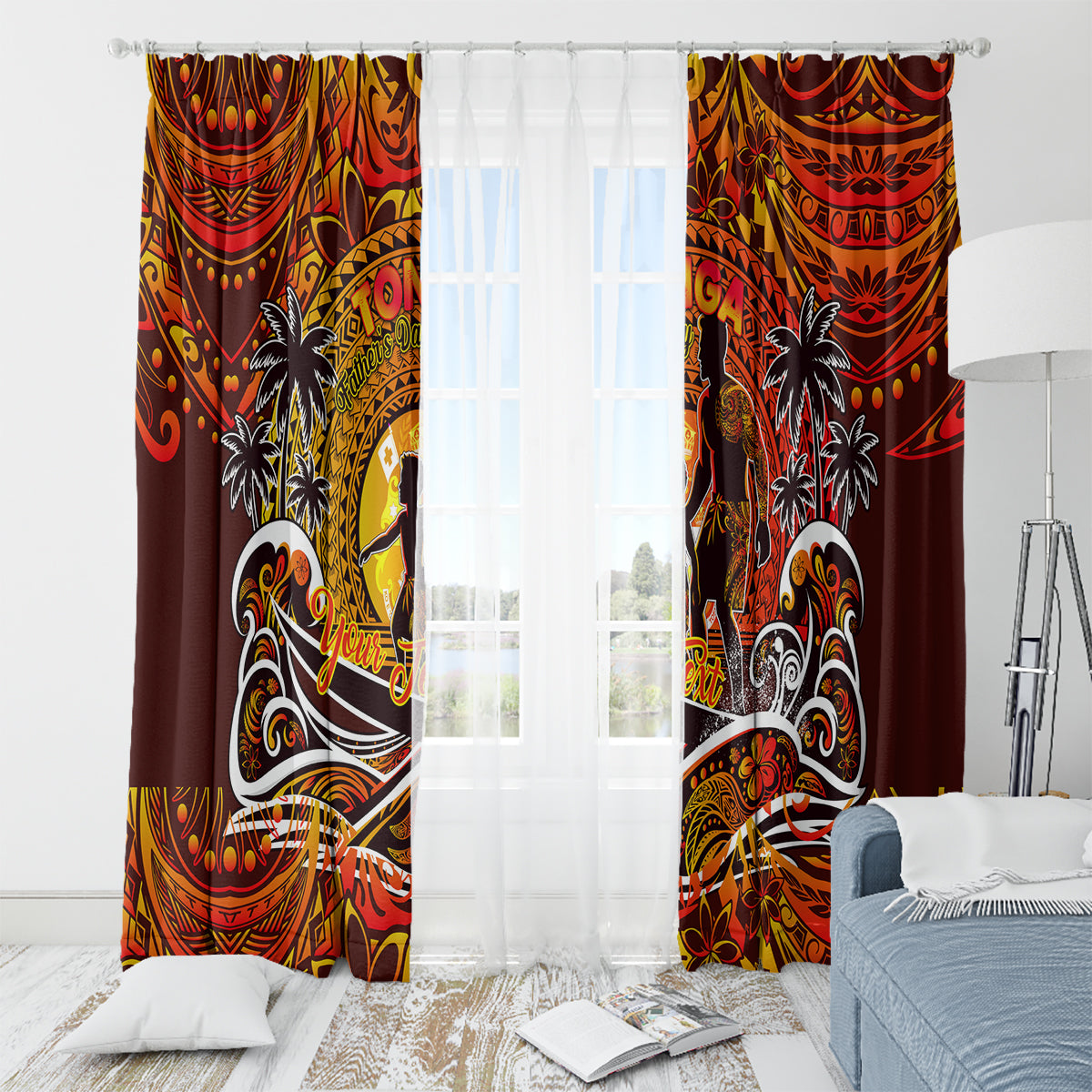 Father's Day Tonga Window Curtain Special Dad Polynesia Paradise DT02 - Polynesian Pride