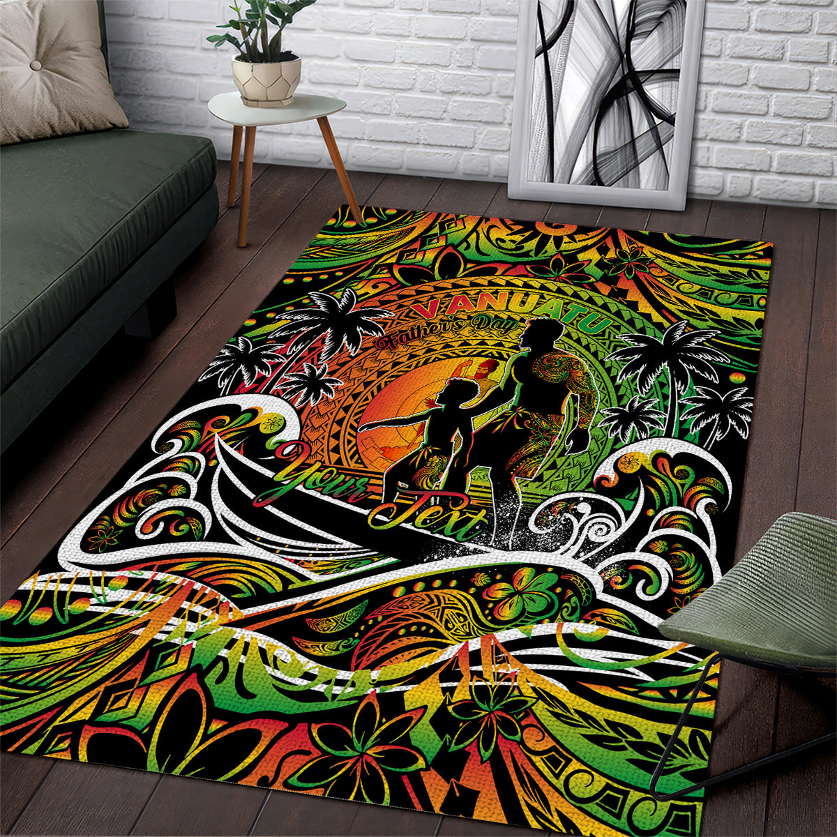 Father's Day Vanuatu Area Rug Special Dad Polynesia Paradise