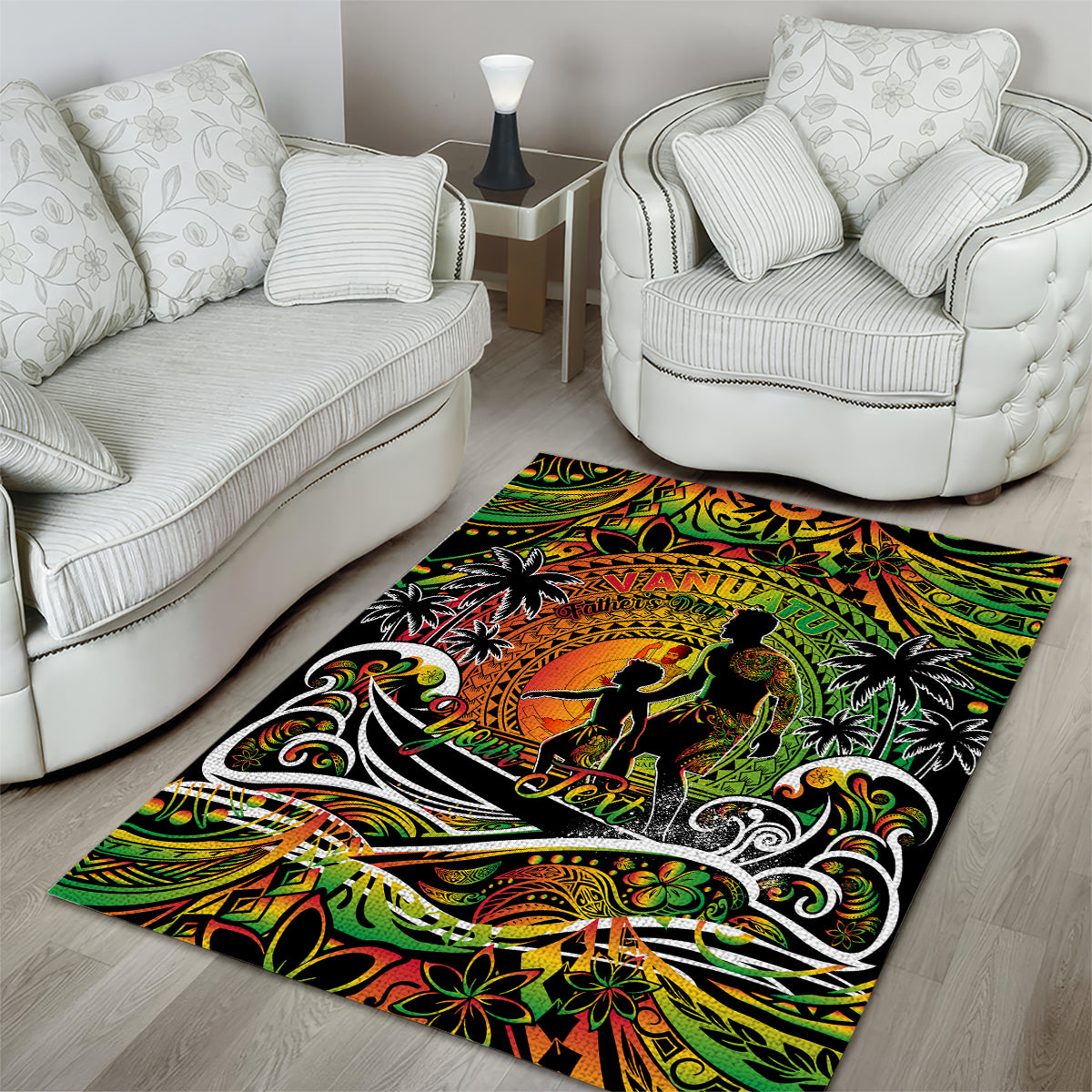 Father's Day Vanuatu Area Rug Special Dad Polynesia Paradise