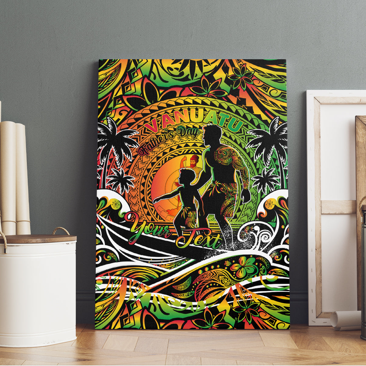 Father's Day Vanuatu Canvas Wall Art Special Dad Polynesia Paradise DT02 - Polynesian Pride
