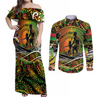 Father's Day Vanuatu Couples Matching Off Shoulder Maxi Dress and Long Sleeve Button Shirt Special Dad Polynesia Paradise DT02 Art - Polynesian Pride