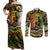 Father's Day Vanuatu Couples Matching Off Shoulder Maxi Dress and Long Sleeve Button Shirt Special Dad Polynesia Paradise