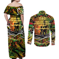 Father's Day Vanuatu Couples Matching Off Shoulder Maxi Dress and Long Sleeve Button Shirt Special Dad Polynesia Paradise DT02 - Polynesian Pride
