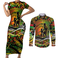 Father's Day Vanuatu Couples Matching Short Sleeve Bodycon Dress and Long Sleeve Button Shirt Special Dad Polynesia Paradise DT02 Art - Polynesian Pride