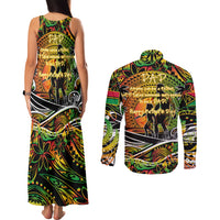 Father's Day Vanuatu Couples Matching Tank Maxi Dress and Long Sleeve Button Shirt Special Dad Polynesia Paradise DT02 - Polynesian Pride