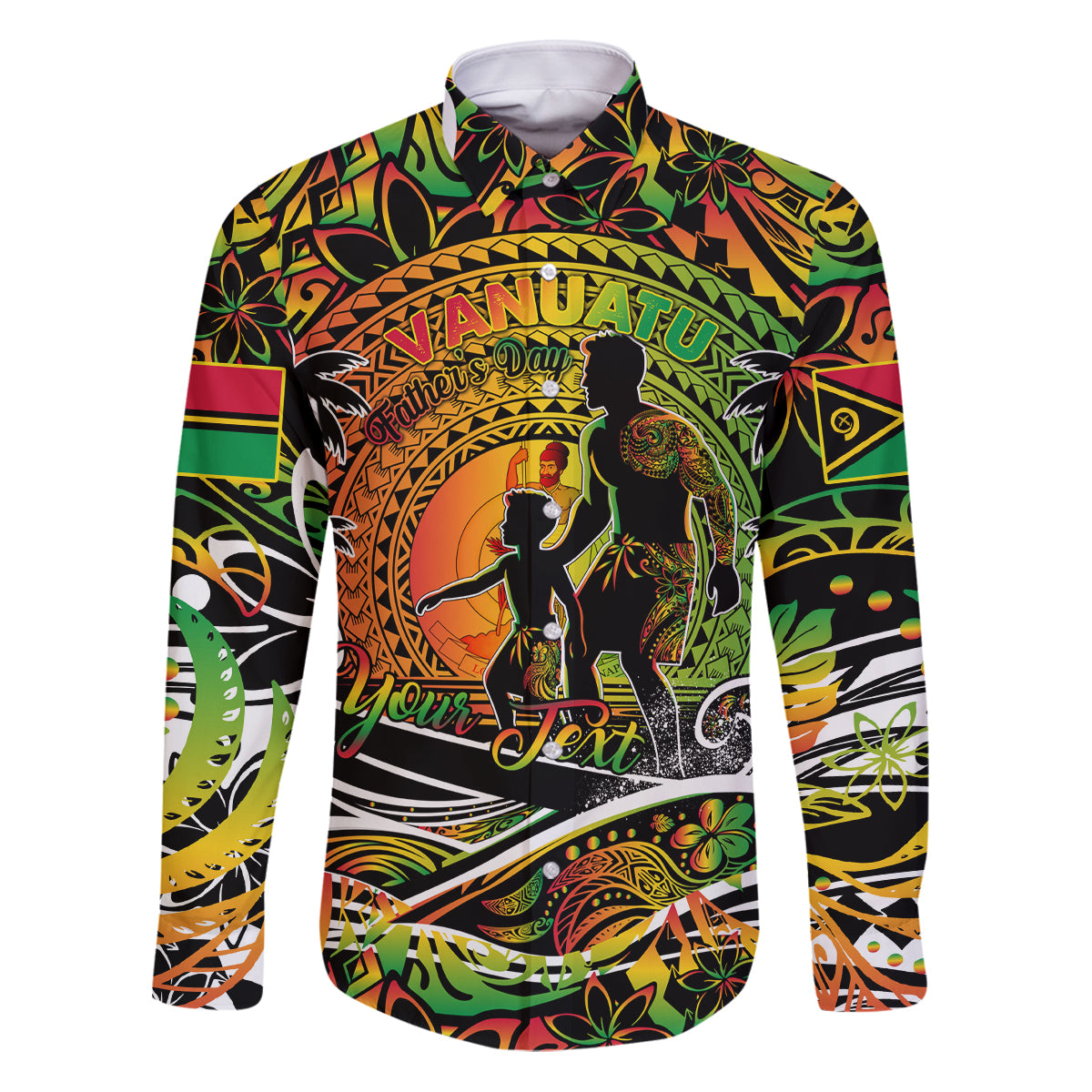 Father's Day Vanuatu Family Matching Puletasi and Hawaiian Shirt Special Dad Polynesia Paradise DT02 Dad's Shirt - Long Sleeve Art - Polynesian Pride