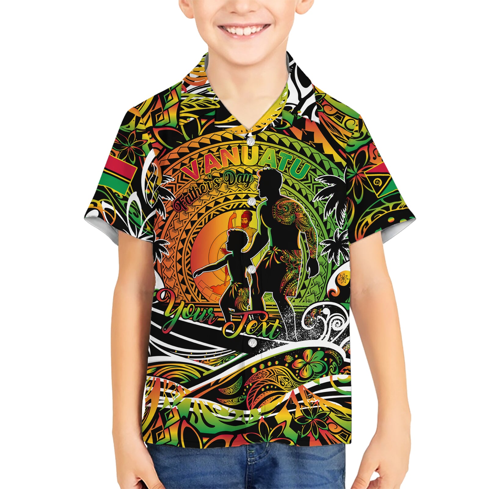 Father's Day Vanuatu Kid Hawaiian Shirt Special Dad Polynesia Paradise