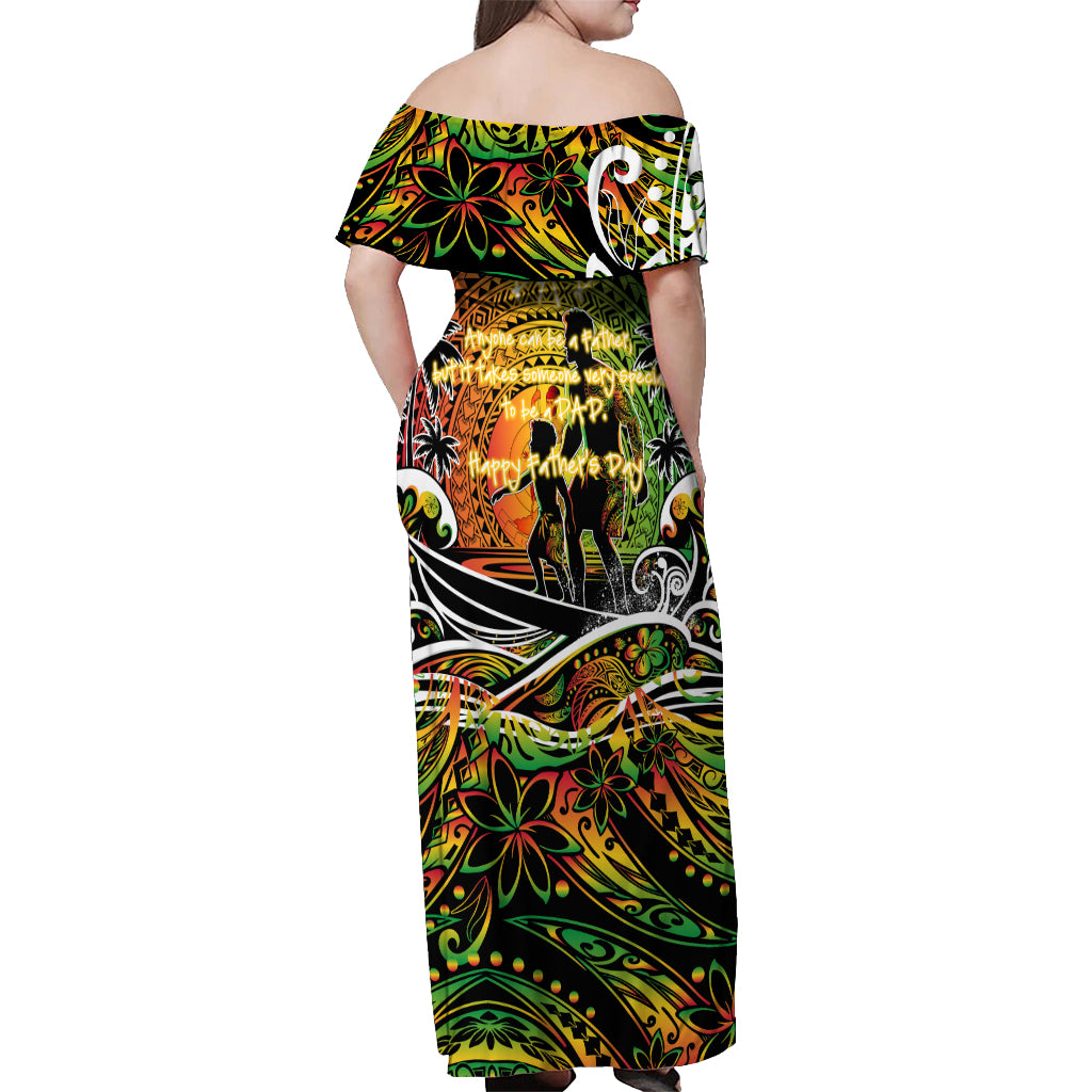 Father's Day Vanuatu Off Shoulder Maxi Dress Special Dad Polynesia Paradise DT02 - Polynesian Pride