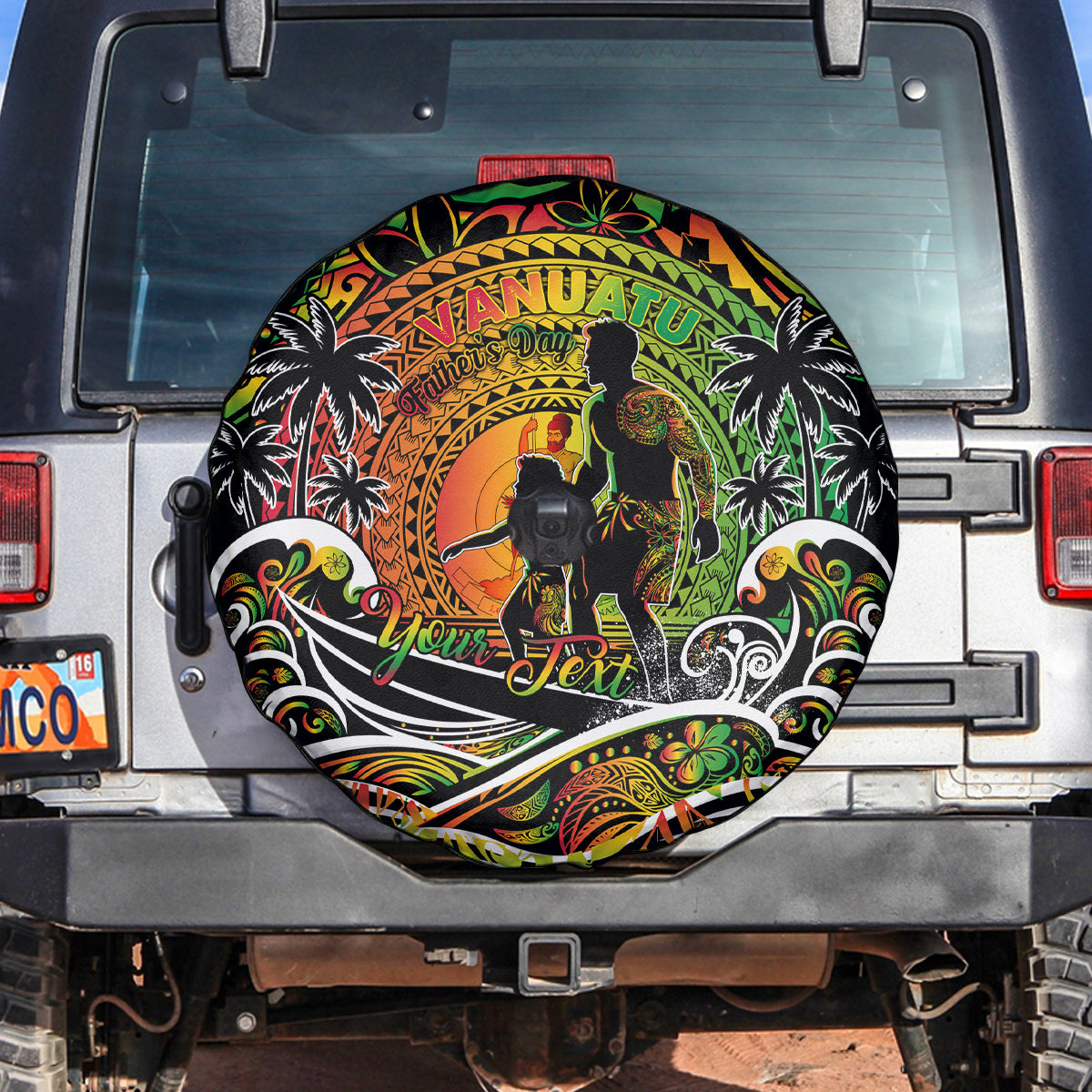 Father's Day Vanuatu Spare Tire Cover Special Dad Polynesia Paradise DT02 Art - Polynesian Pride