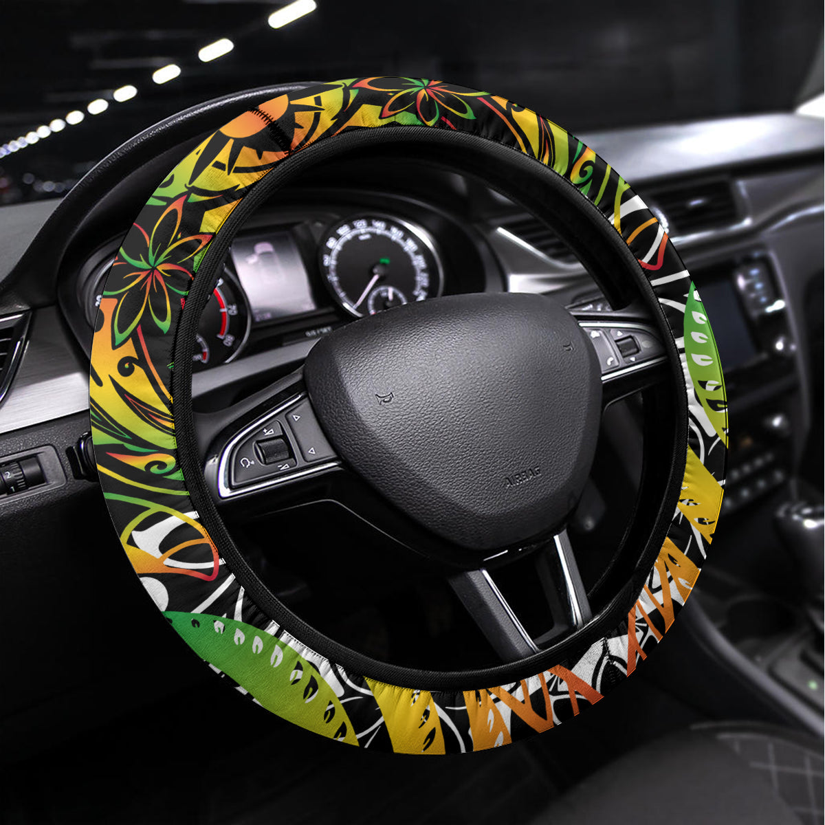 Father's Day Vanuatu Steering Wheel Cover Special Dad Polynesia Paradise DT02 Universal Fit Art - Polynesian Pride