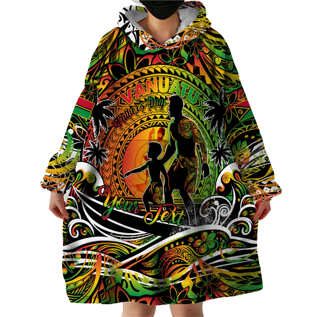 Father's Day Vanuatu Wearable Blanket Hoodie Special Dad Polynesia Paradise