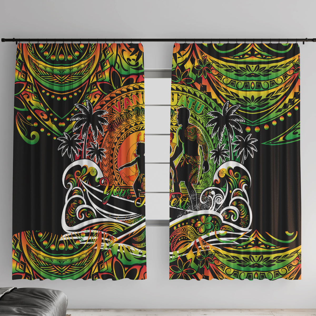 Father's Day Vanuatu Window Curtain Special Dad Polynesia Paradise