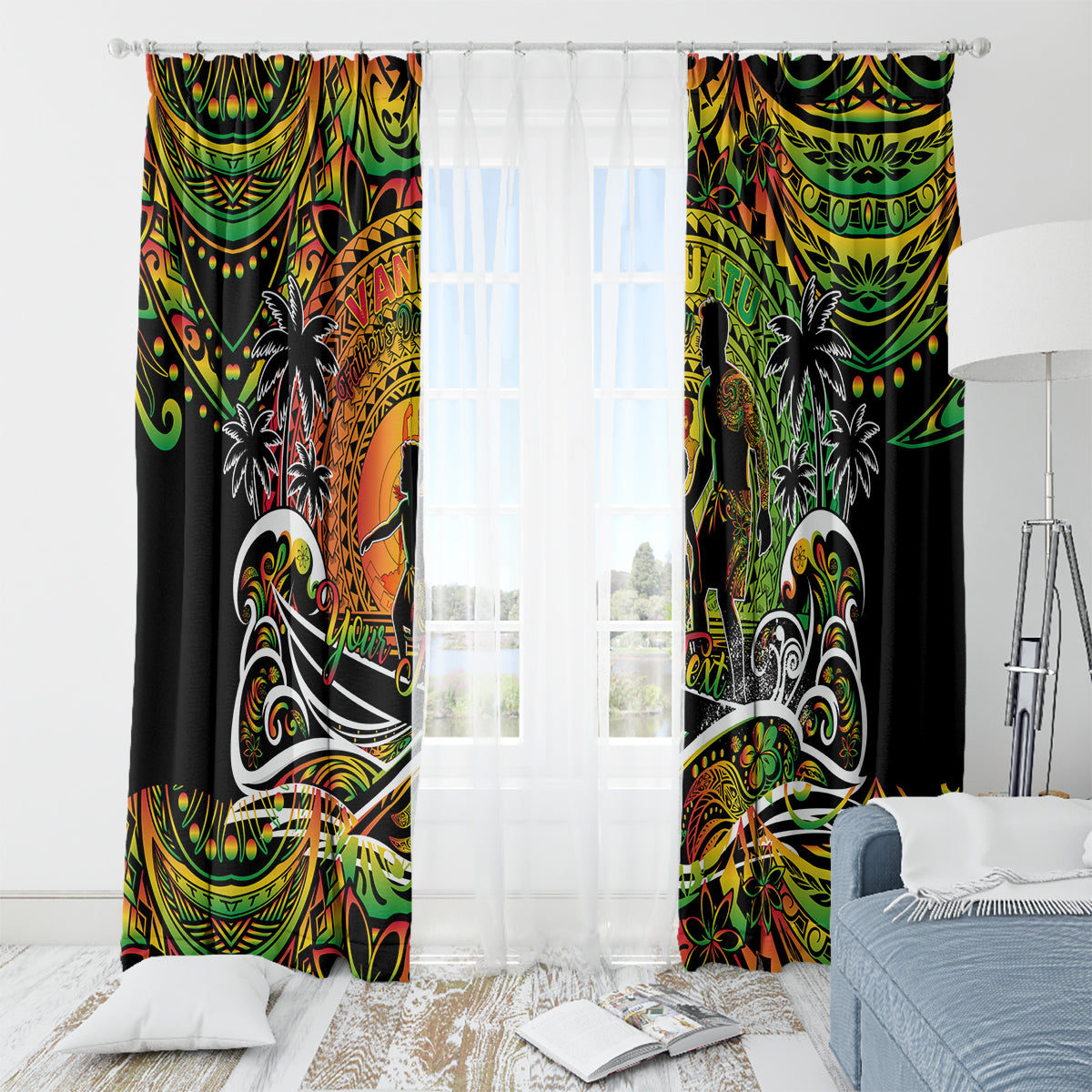 Father's Day Vanuatu Window Curtain Special Dad Polynesia Paradise DT02 - Polynesian Pride
