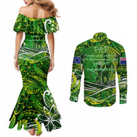 Father's Day Cook Islands Couples Matching Mermaid Dress and Long Sleeve Button Shirt Special Dad Polynesia Paradise DT02 - Polynesian Pride