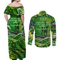 Father's Day Cook Islands Couples Matching Off Shoulder Maxi Dress and Long Sleeve Button Shirt Special Dad Polynesia Paradise DT02 - Polynesian Pride