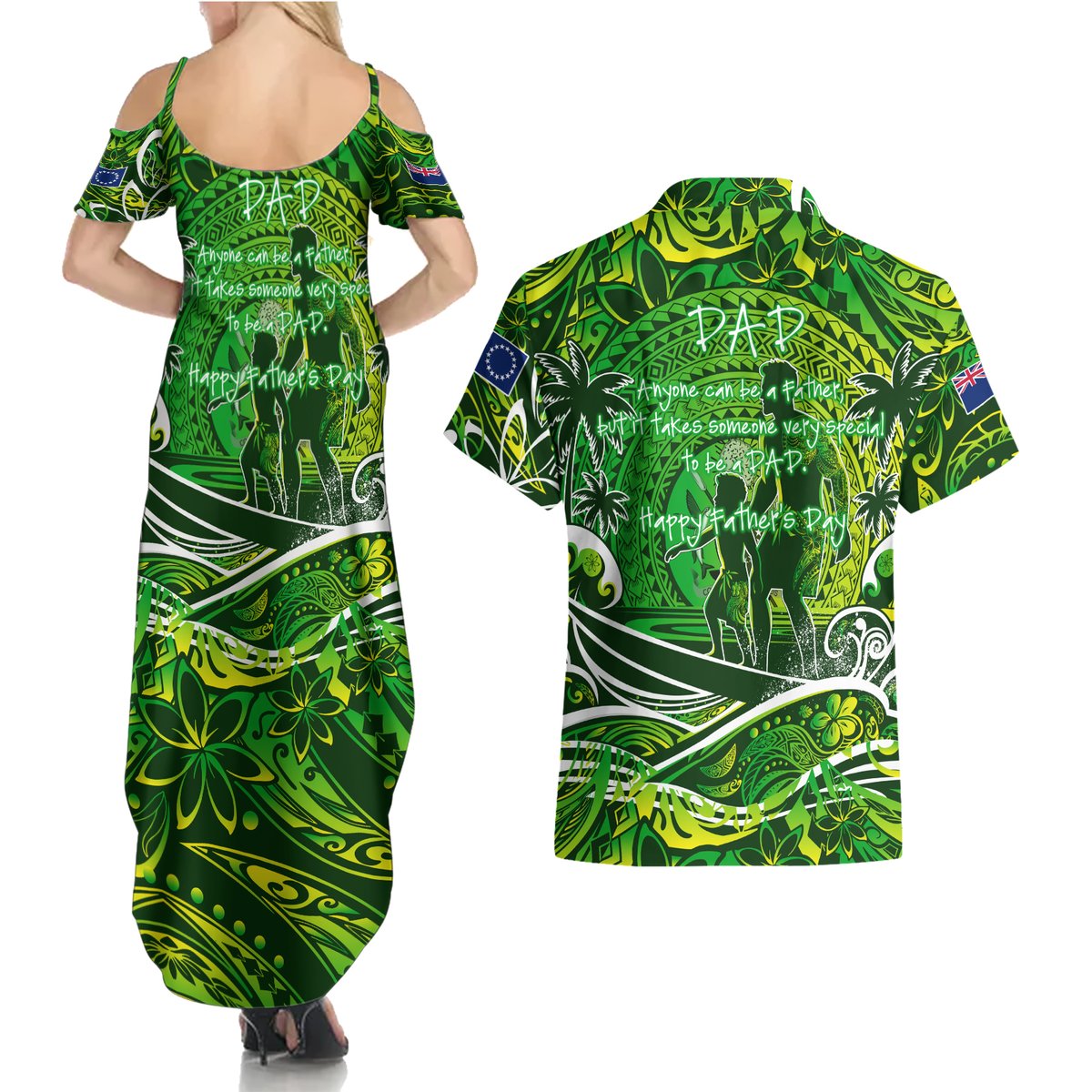 Father's Day Cook Islands Couples Matching Summer Maxi Dress and Hawaiian Shirt Special Dad Polynesia Paradise DT02 - Polynesian Pride