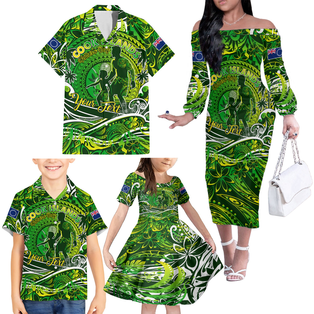 Father's Day Cook Islands Family Matching Off The Shoulder Long Sleeve Dress and Hawaiian Shirt Special Dad Polynesia Paradise DT02 - Polynesian Pride