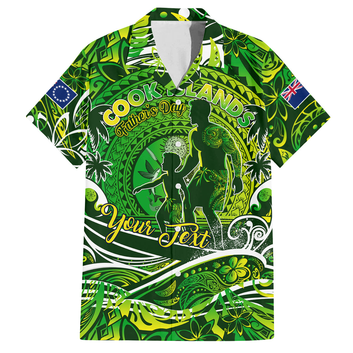 Father's Day Cook Islands Family Matching Off The Shoulder Long Sleeve Dress and Hawaiian Shirt Special Dad Polynesia Paradise