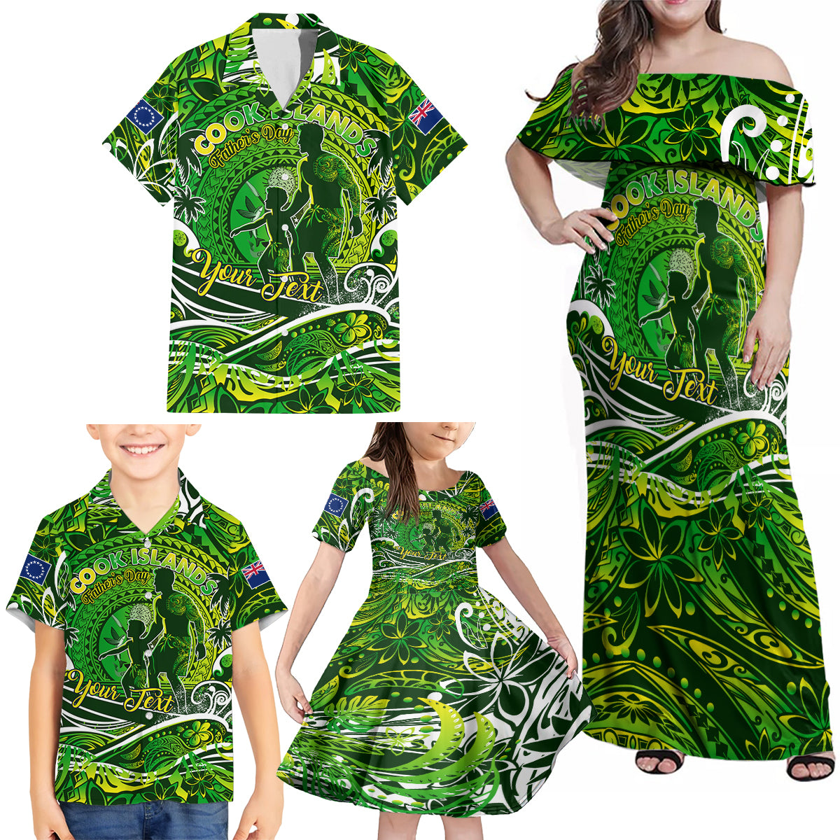 Father's Day Cook Islands Family Matching Off Shoulder Maxi Dress and Hawaiian Shirt Special Dad Polynesia Paradise DT02 - Polynesian Pride