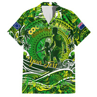 Father's Day Cook Islands Family Matching Off Shoulder Maxi Dress and Hawaiian Shirt Special Dad Polynesia Paradise DT02 Dad's Shirt - Short Sleeve Green - Polynesian Pride