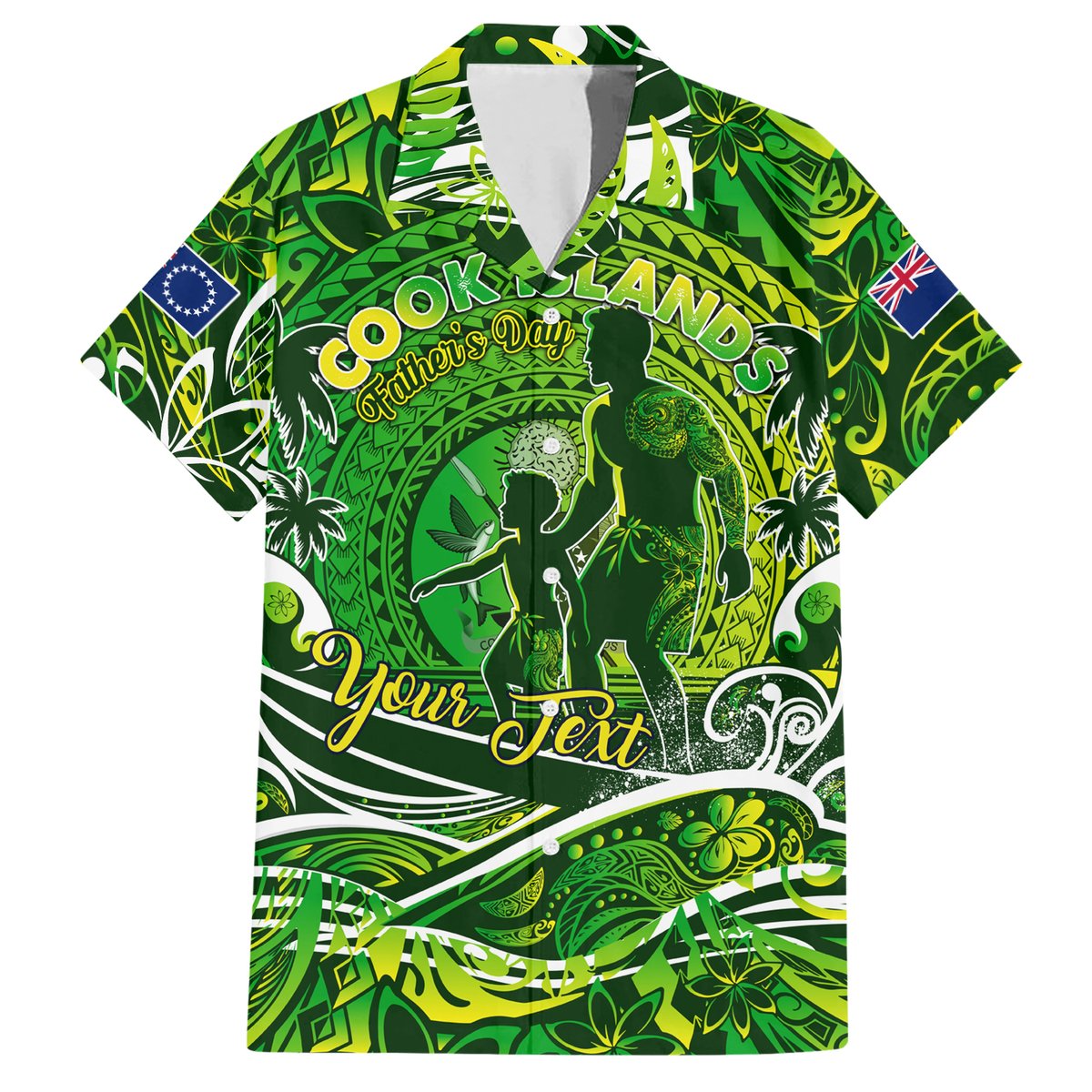 Father's Day Cook Islands Hawaiian Shirt Special Dad Polynesia Paradise DT02 Green - Polynesian Pride