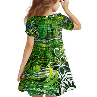 Father's Day Cook Islands Kid Short Sleeve Dress Special Dad Polynesia Paradise DT02 - Polynesian Pride