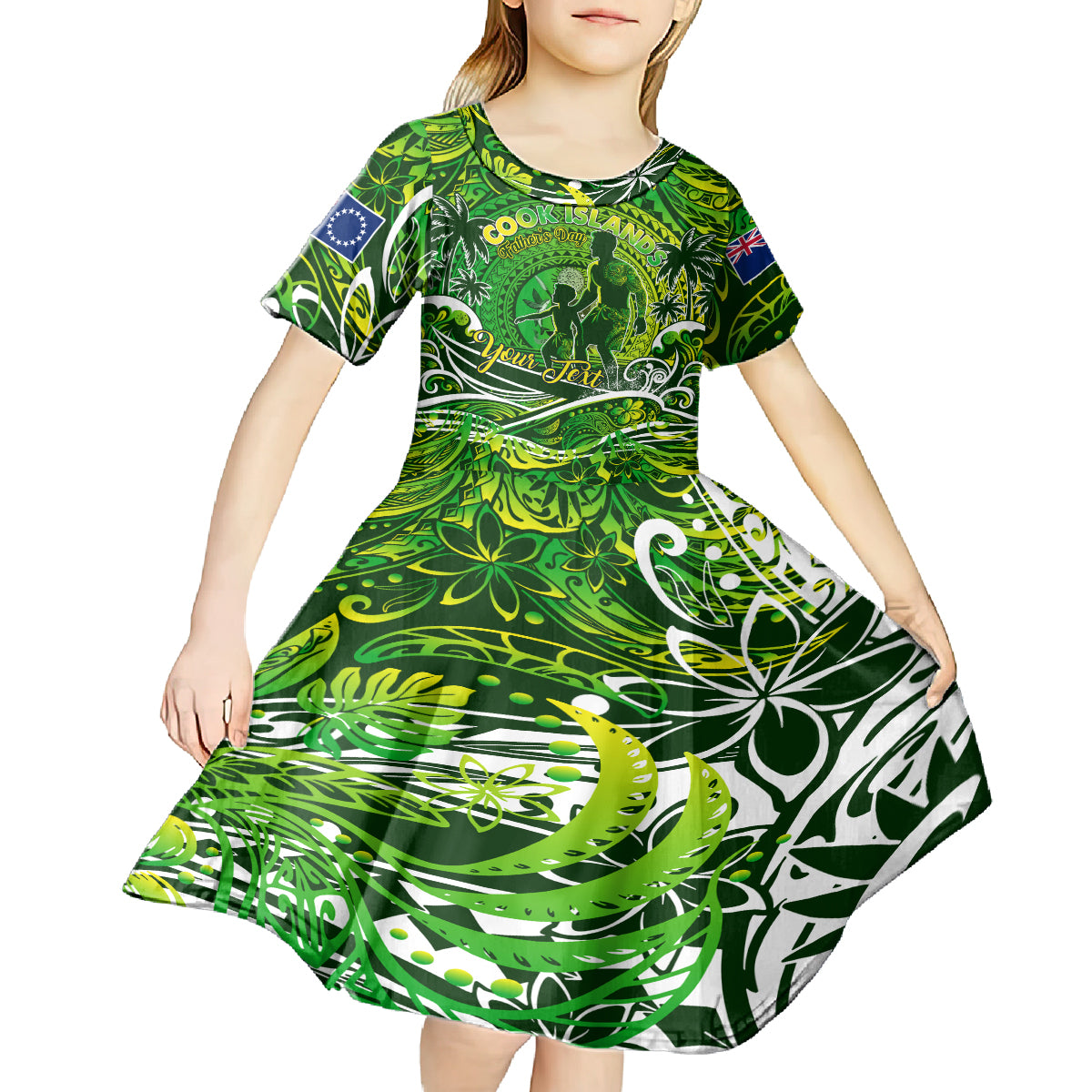 Father's Day Cook Islands Kid Short Sleeve Dress Special Dad Polynesia Paradise DT02 - Polynesian Pride