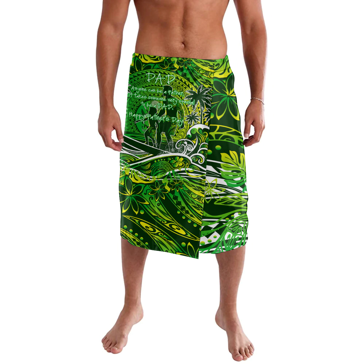 Father's Day Cook Islands Lavalava Special Dad Polynesia Paradise DT02 Green - Polynesian Pride