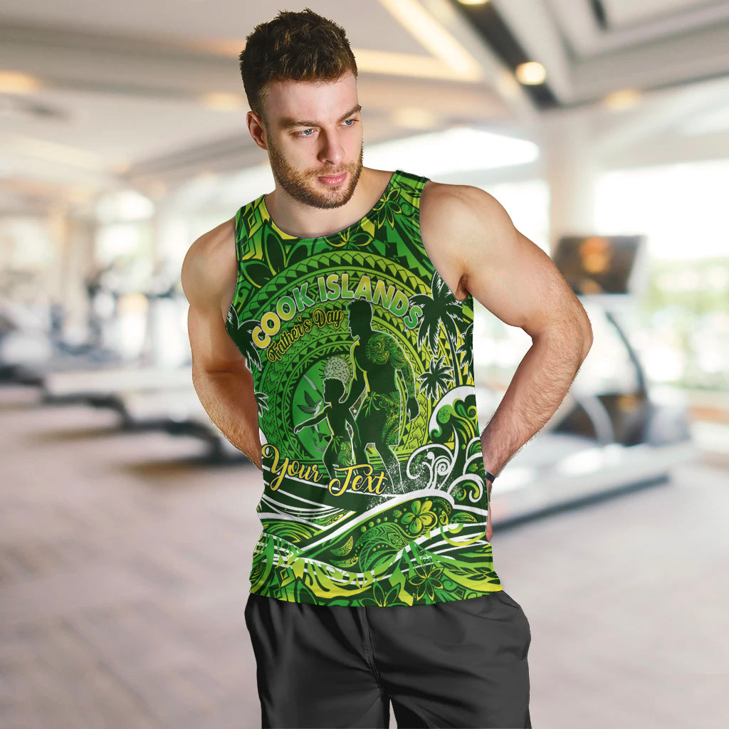 Father's Day Cook Islands Men Tank Top Special Dad Polynesia Paradise DT02 Green - Polynesian Pride