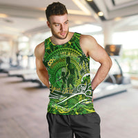 Father's Day Cook Islands Men Tank Top Special Dad Polynesia Paradise DT02 Green - Polynesian Pride