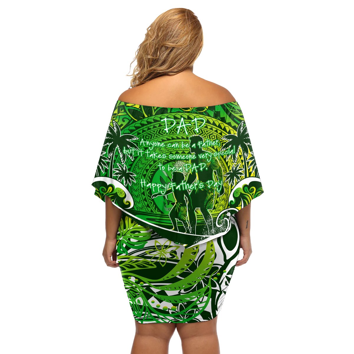 Father's Day Cook Islands Off Shoulder Short Dress Special Dad Polynesia Paradise DT02 - Polynesian Pride