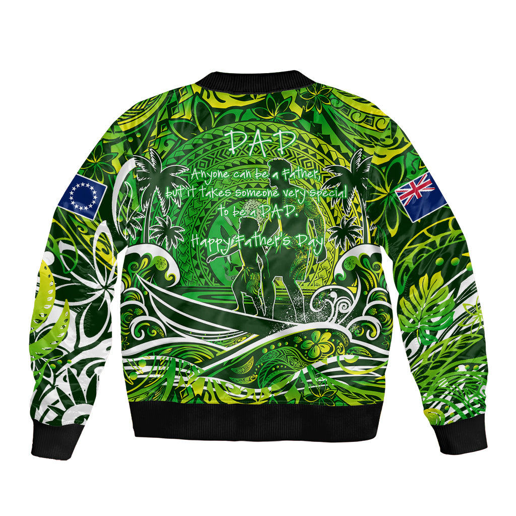 Father's Day Cook Islands Sleeve Zip Bomber Jacket Special Dad Polynesia Paradise DT02 - Polynesian Pride