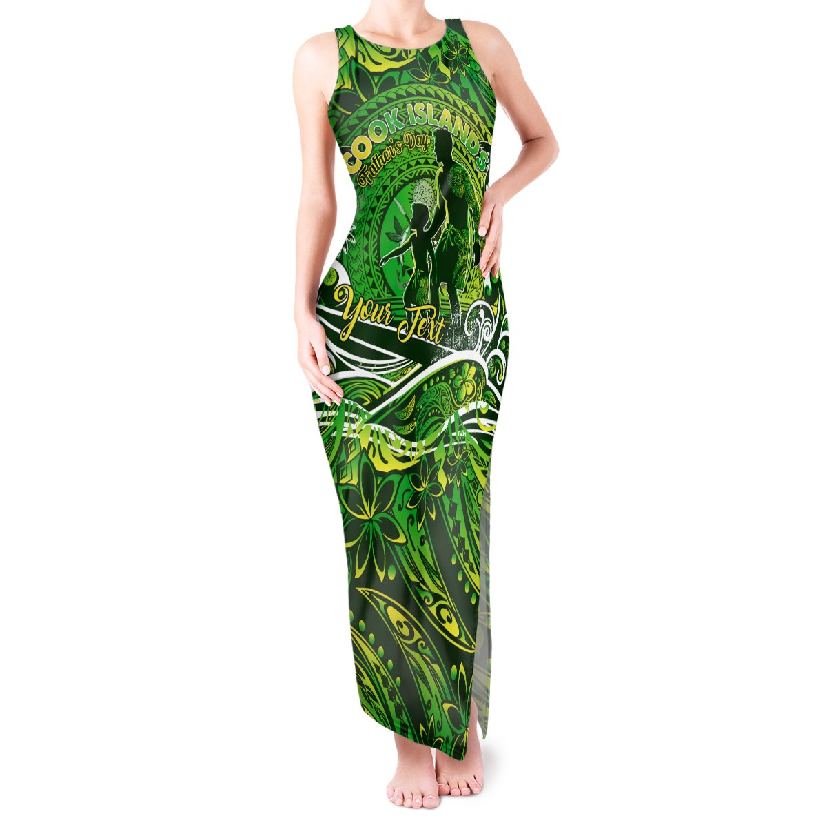 Father's Day Cook Islands Tank Maxi Dress Special Dad Polynesia Paradise DT02 Women Green - Polynesian Pride