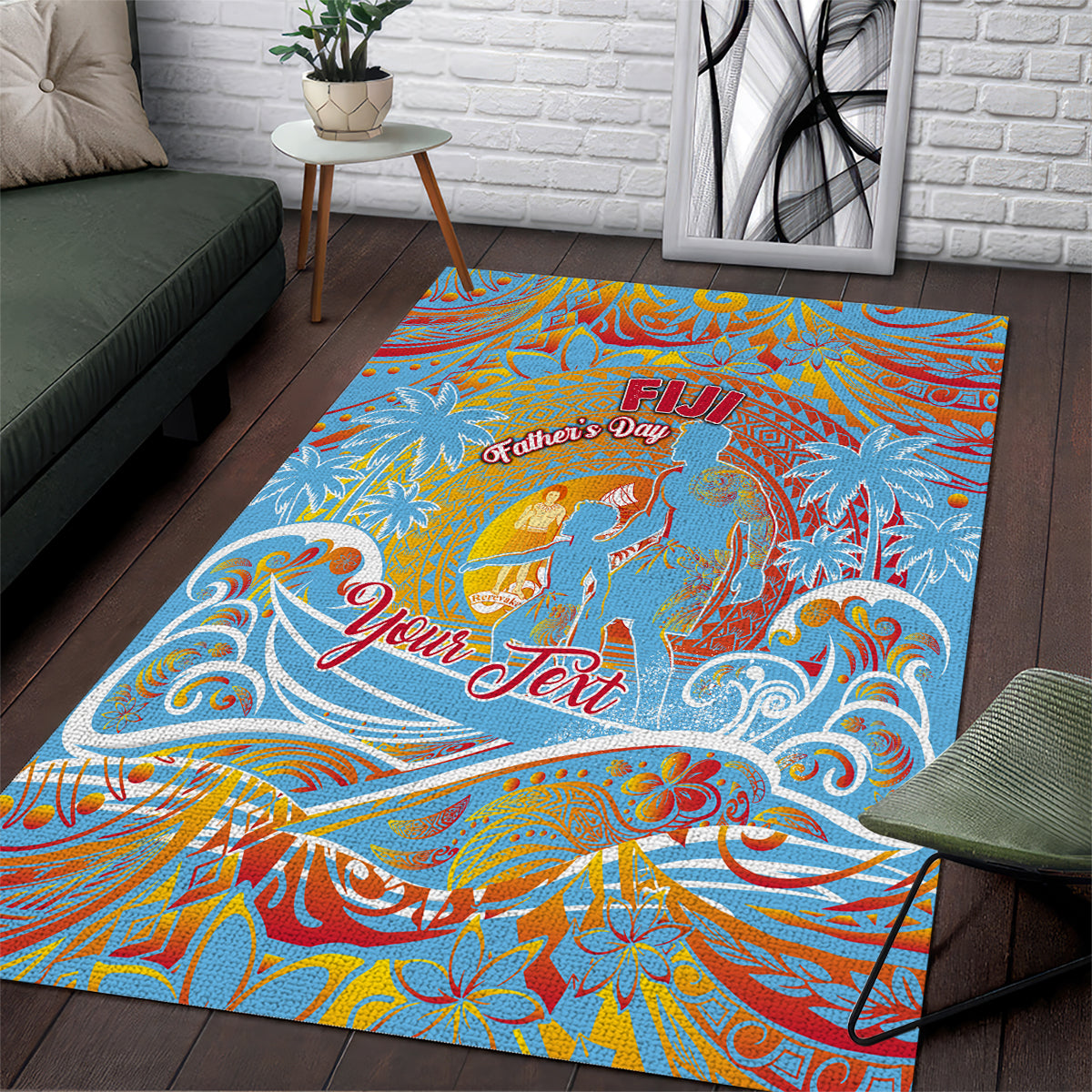 Father's Day Fiji Area Rug Special Dad Polynesia Paradise