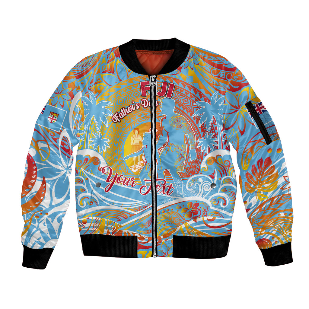 Father's Day Fiji Sleeve Zip Bomber Jacket Special Dad Polynesia Paradise