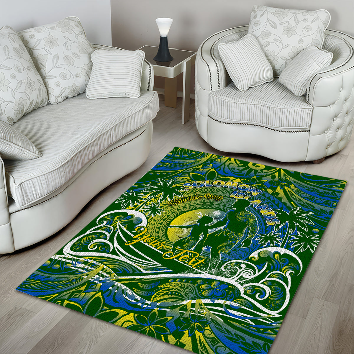 Father's Day Solomon Islands Area Rug Special Dad Polynesia Paradise