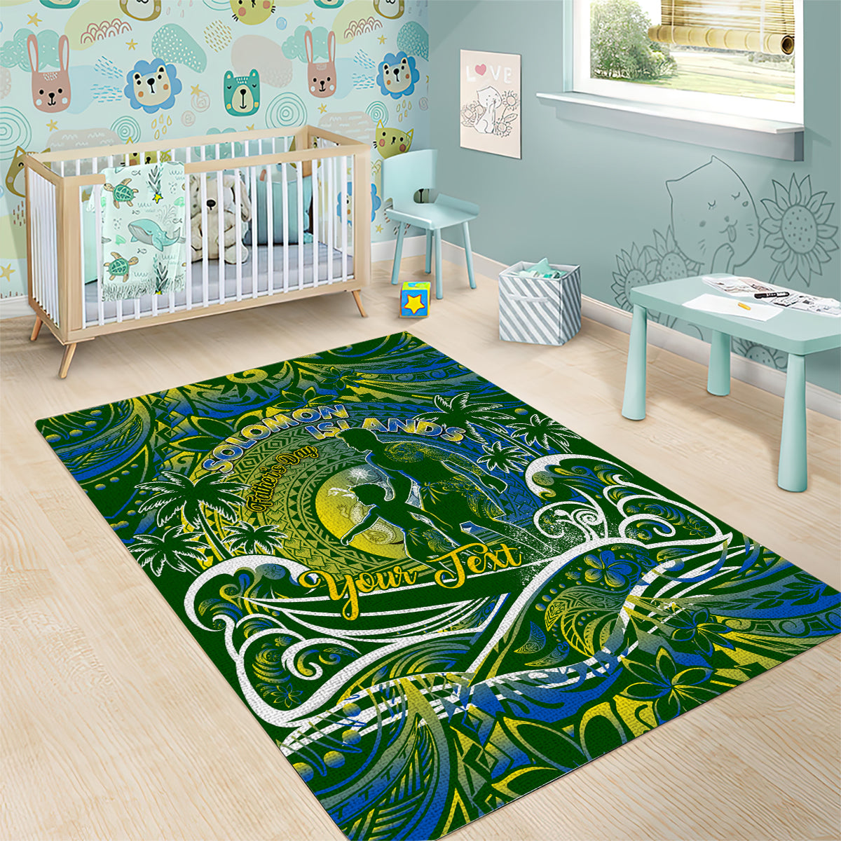 Father's Day Solomon Islands Area Rug Special Dad Polynesia Paradise