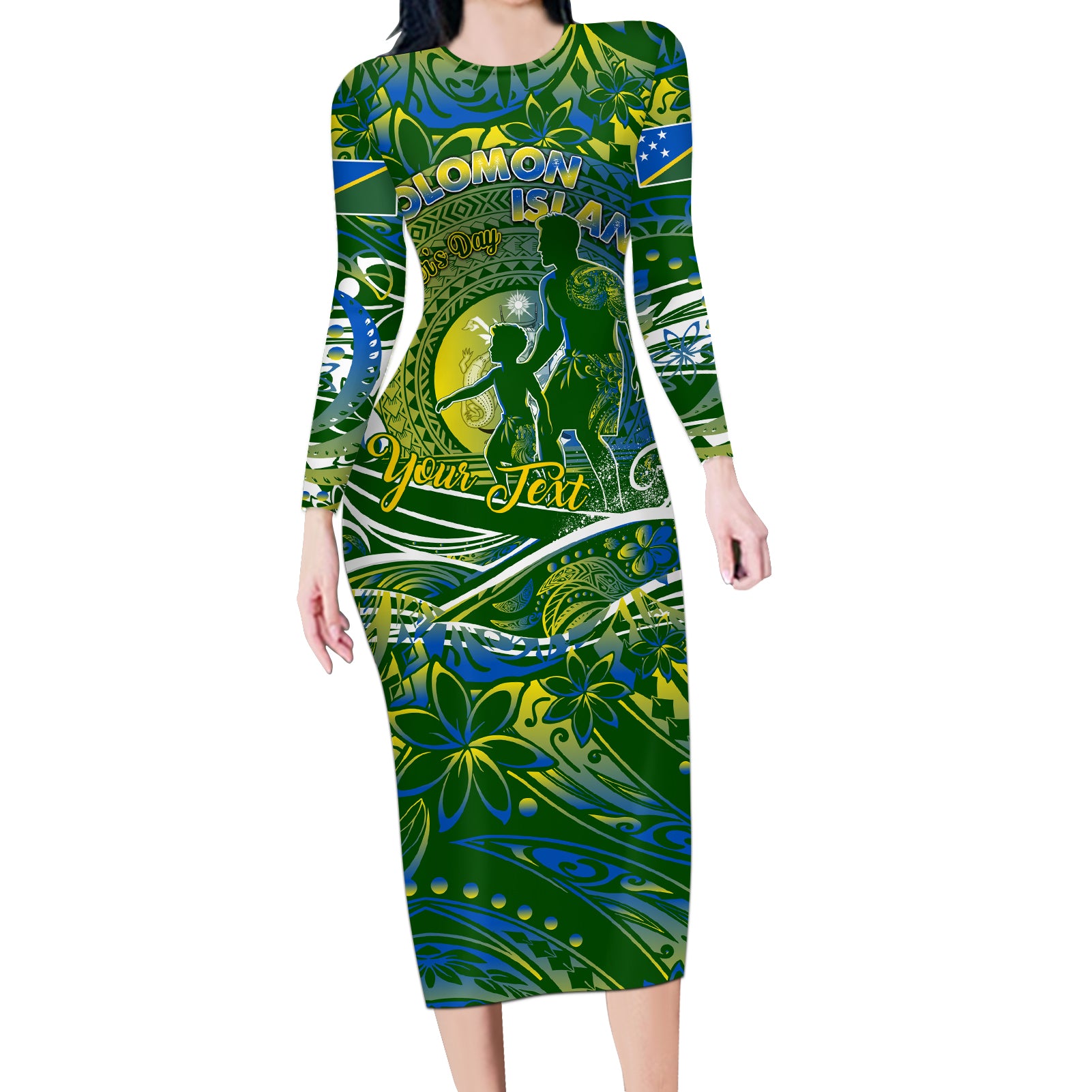 Father's Day Solomon Islands Long Sleeve Bodycon Dress Special Dad Polynesia Paradise