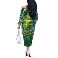 Father's Day Solomon Islands Off The Shoulder Long Sleeve Dress Special Dad Polynesia Paradise