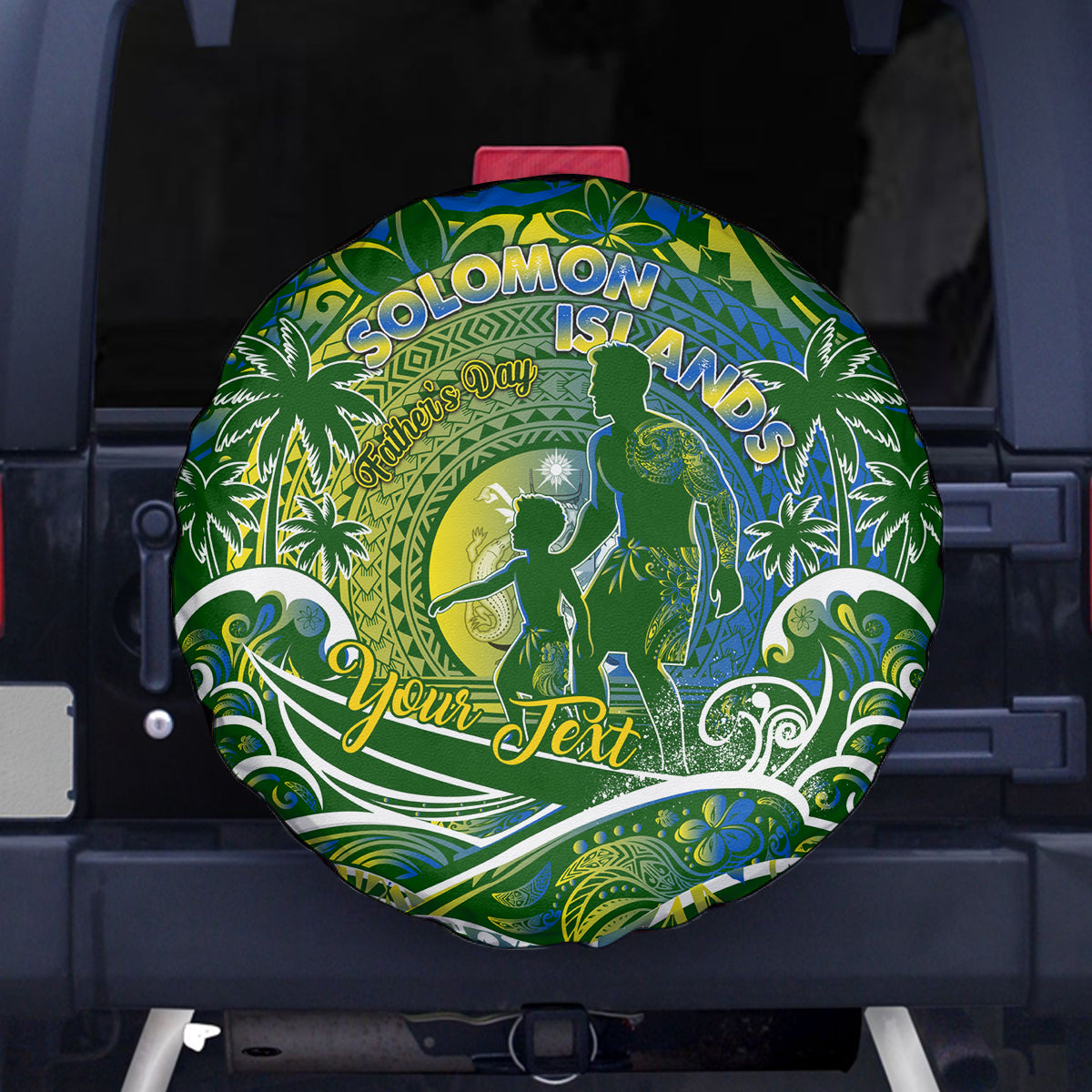 Father's Day Solomon Islands Spare Tire Cover Special Dad Polynesia Paradise